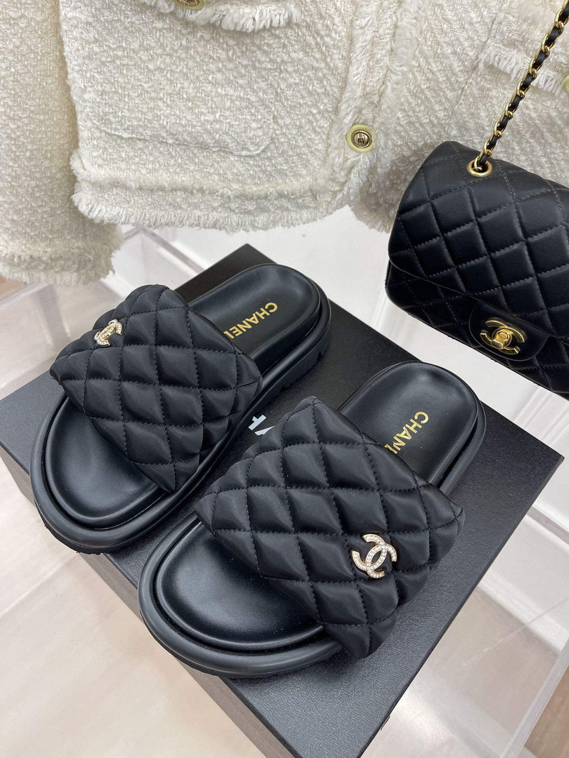 Chanel Women's Shoes Rhombus Velcro Slippers C91280