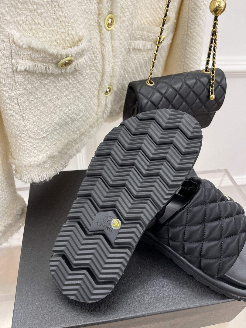 Chanel Women's Shoes Rhombus Velcro Slippers C91280