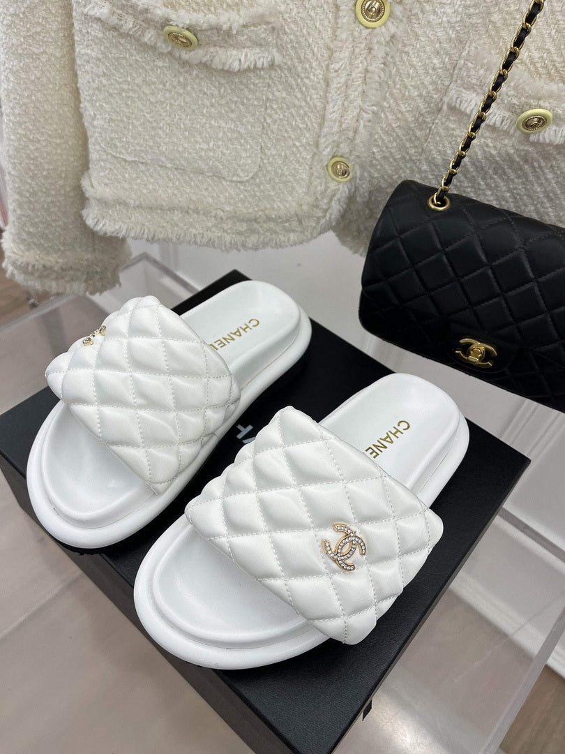 Chanel Women's Shoes Rhombus Velcro Slippers C91281