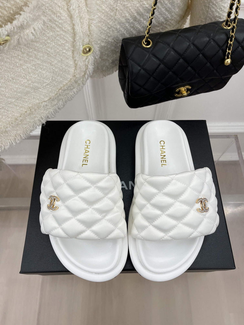 Chanel Women's Shoes Rhombus Velcro Slippers C91281