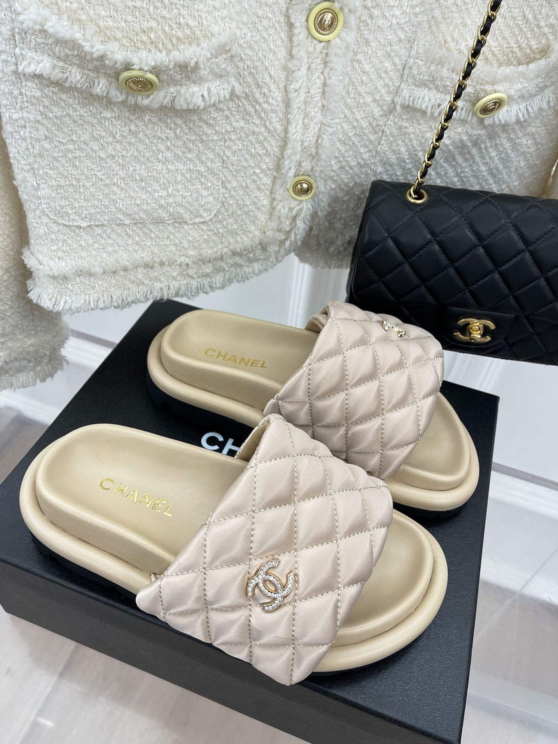 Chanel Women's Shoes Rhombus Velcro Slippers C91285