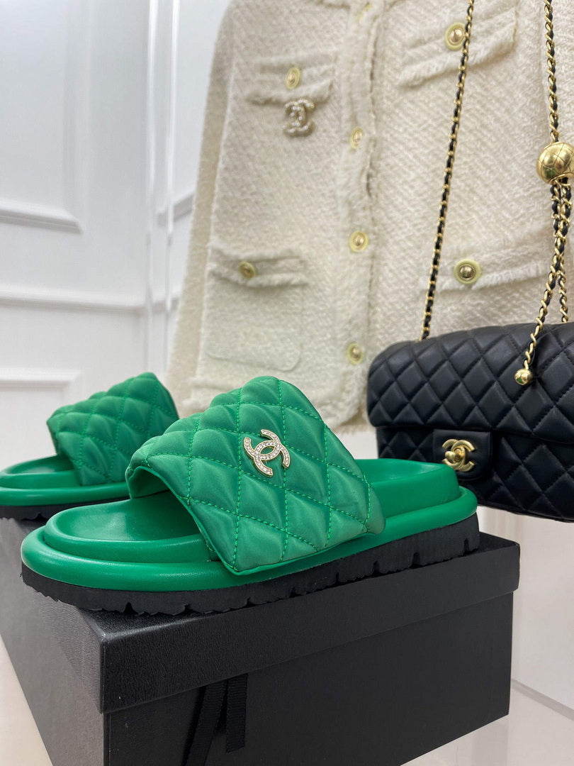 Chanel Women's Shoes Rhombus Velcro Slippers C91287