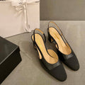 Chanel Women's Slingbacks Goatskin Grosgrain Sandals Shoes C91001 - Euro 35=US 4 - View 1