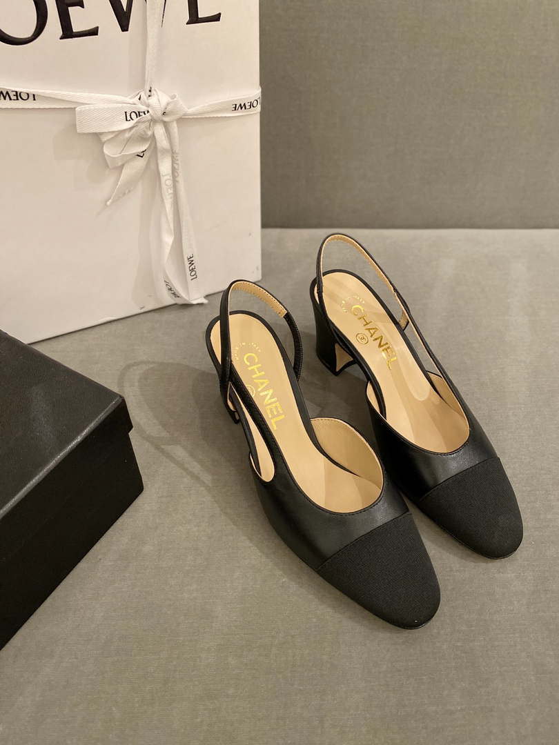 Chanel Women's Slingbacks Goatskin Grosgrain Sandals Shoes C91001 - Euro 35=US 4 - View 1