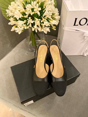 Chanel Women's Slingbacks Goatskin Grosgrain Sandals Shoes C91001 - Euro 35=US 4 - View 3