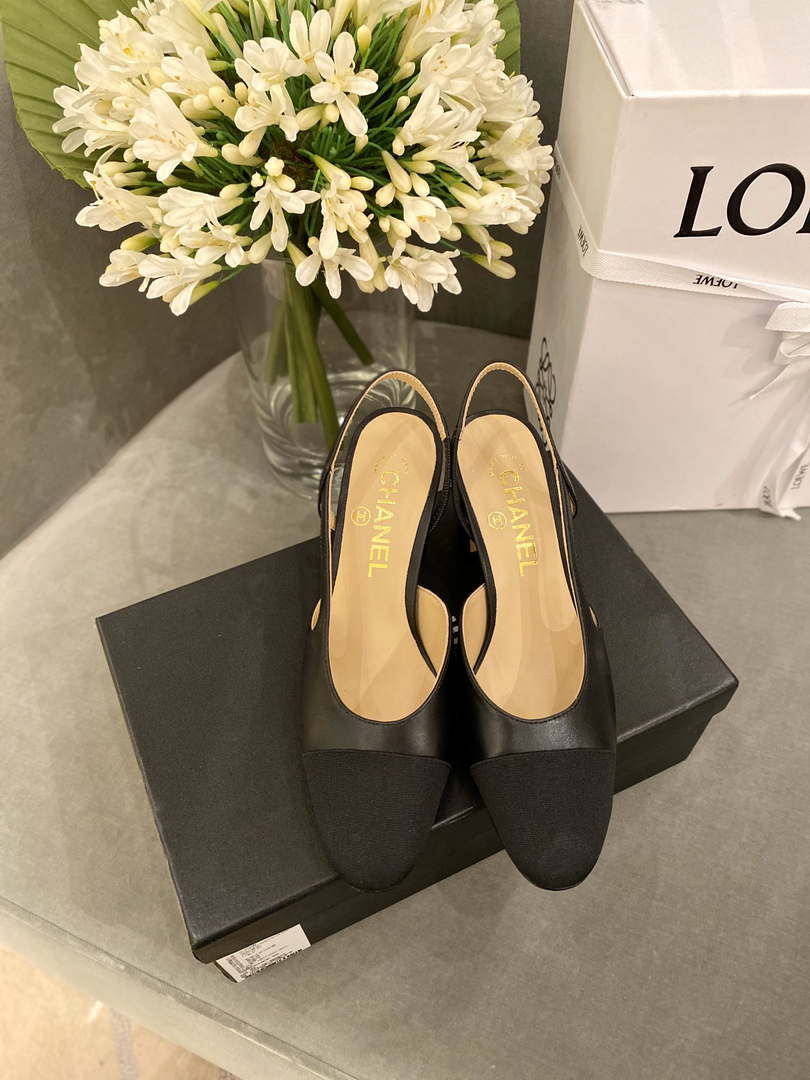 Chanel Women's Slingbacks Goatskin Grosgrain Sandals Shoes C91001