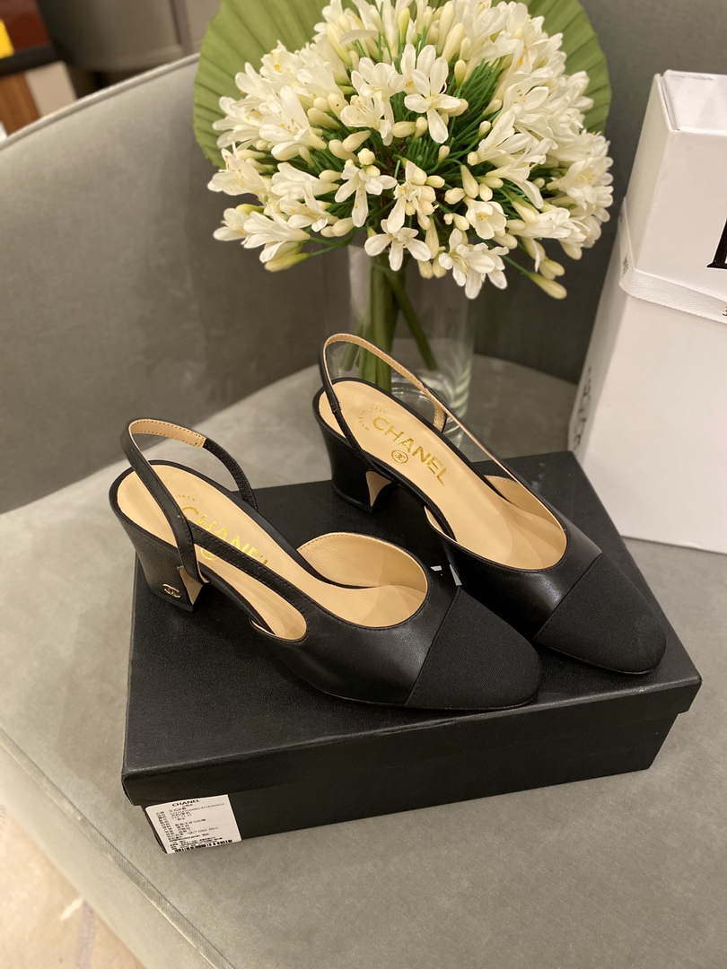 Chanel Women's Slingbacks Goatskin Grosgrain Sandals Shoes C91001