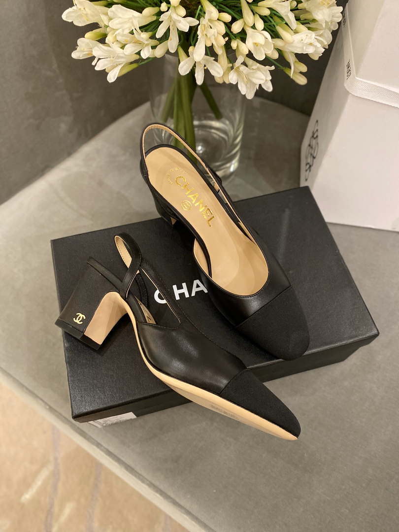 Chanel Women's Slingbacks Goatskin Grosgrain Sandals Shoes C91001