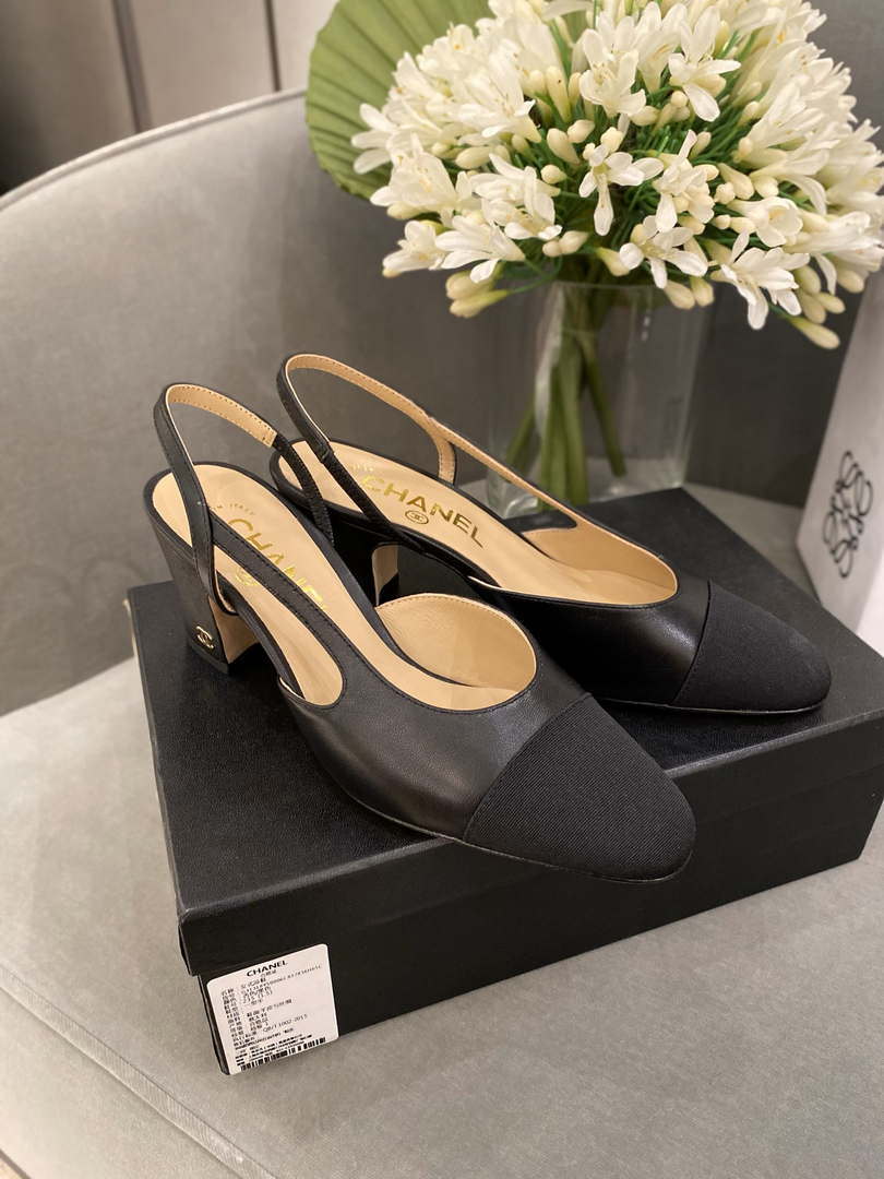 Chanel Women's Slingbacks Goatskin Grosgrain Sandals Shoes C91001