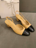 Chanel Women's Slingbacks Goatskin Grosgrain Sandals Shoes C91002