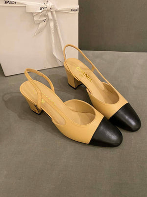 Chanel Women's Slingbacks Goatskin Grosgrain Sandals Shoes C91002 - Euro 35=US 4 - View 1