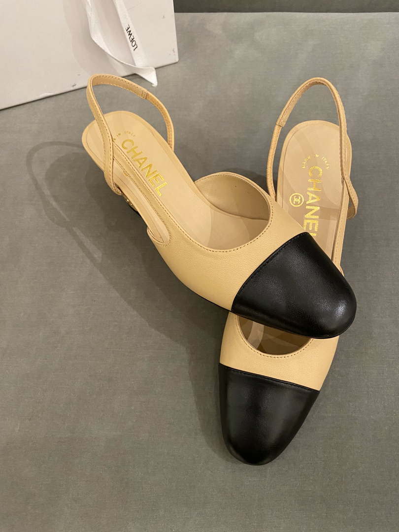 Chanel Women's Slingbacks Goatskin Grosgrain Sandals Shoes C91002
