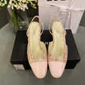 Chanel Women's G31318 Slingbacks Goatskin Grosgrain Sandals Shoes C91003 - Euro 35=US 4 - View 1