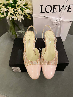 Chanel Women's G31318 Slingbacks Goatskin Grosgrain Sandals Shoes C91003 - Euro 35=US 4 - View 1