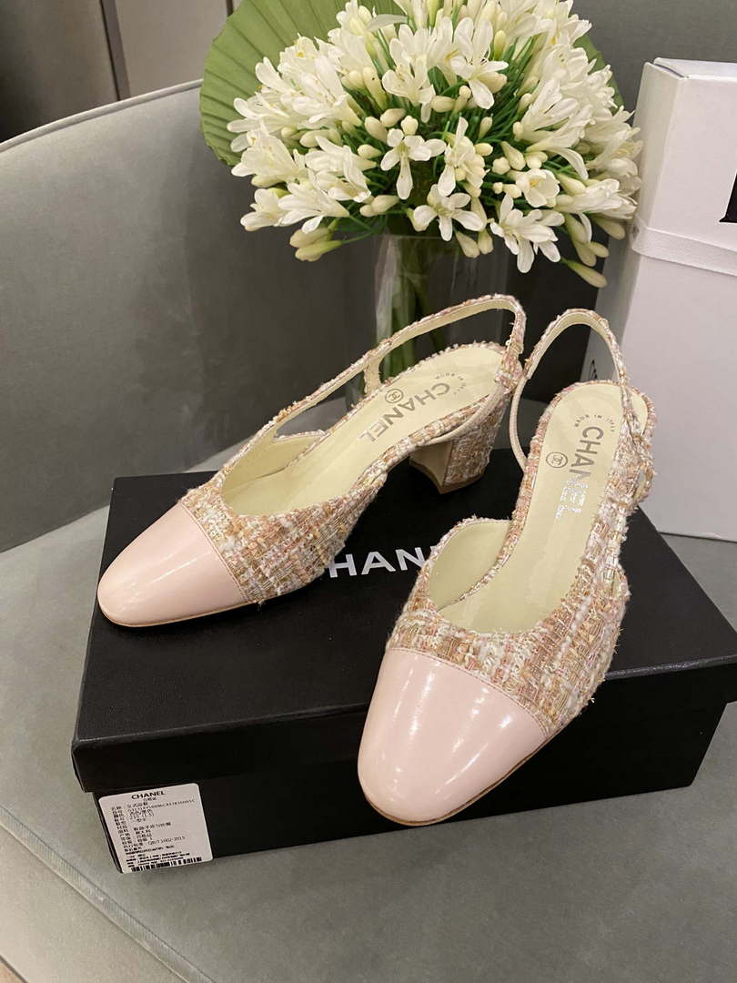 Chanel Women's G31318 Slingbacks Goatskin Grosgrain Sandals Shoes C91003