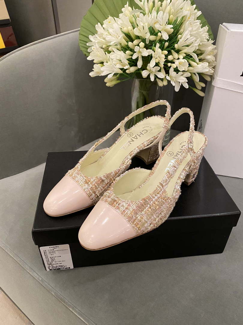 Chanel Women's G31318 Slingbacks Goatskin Grosgrain Sandals Shoes C91003