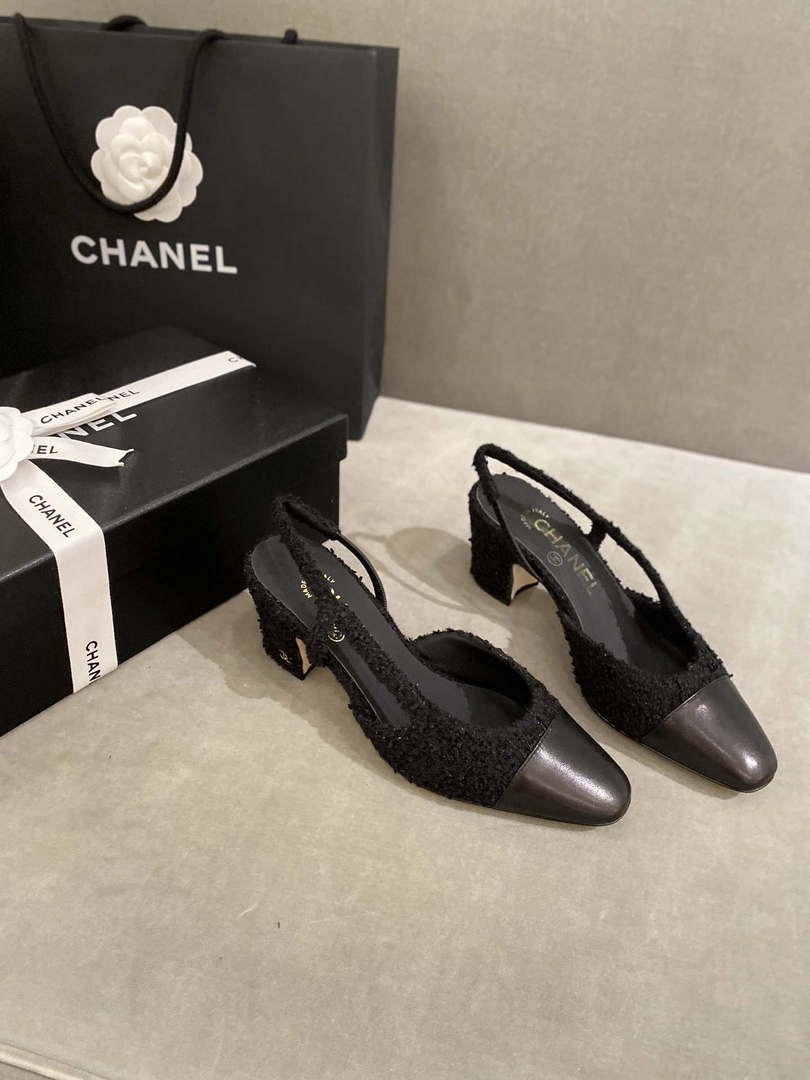 Chanel Women's G31318 Slingbacks Goatskin Grosgrain Sandals Shoes C91004