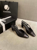 Chanel Women's G31318 Slingbacks Goatskin Grosgrain Sandals Shoes C91004