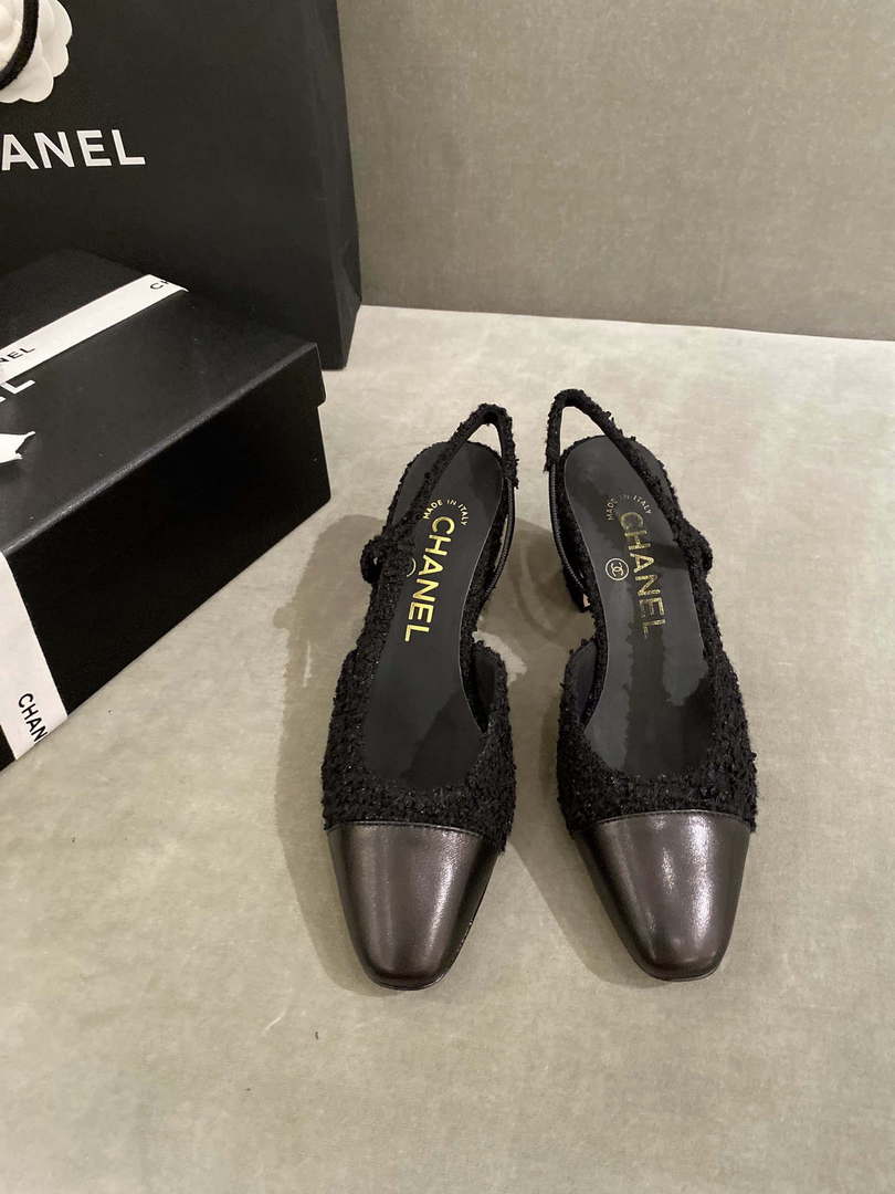 Chanel Women's G31318 Slingbacks Goatskin Grosgrain Sandals Shoes C91004