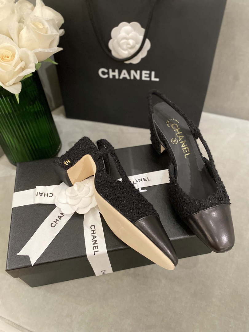 Chanel Women's G31318 Slingbacks Goatskin Grosgrain Sandals Shoes C91004 - Euro 35=US 4 - View 3