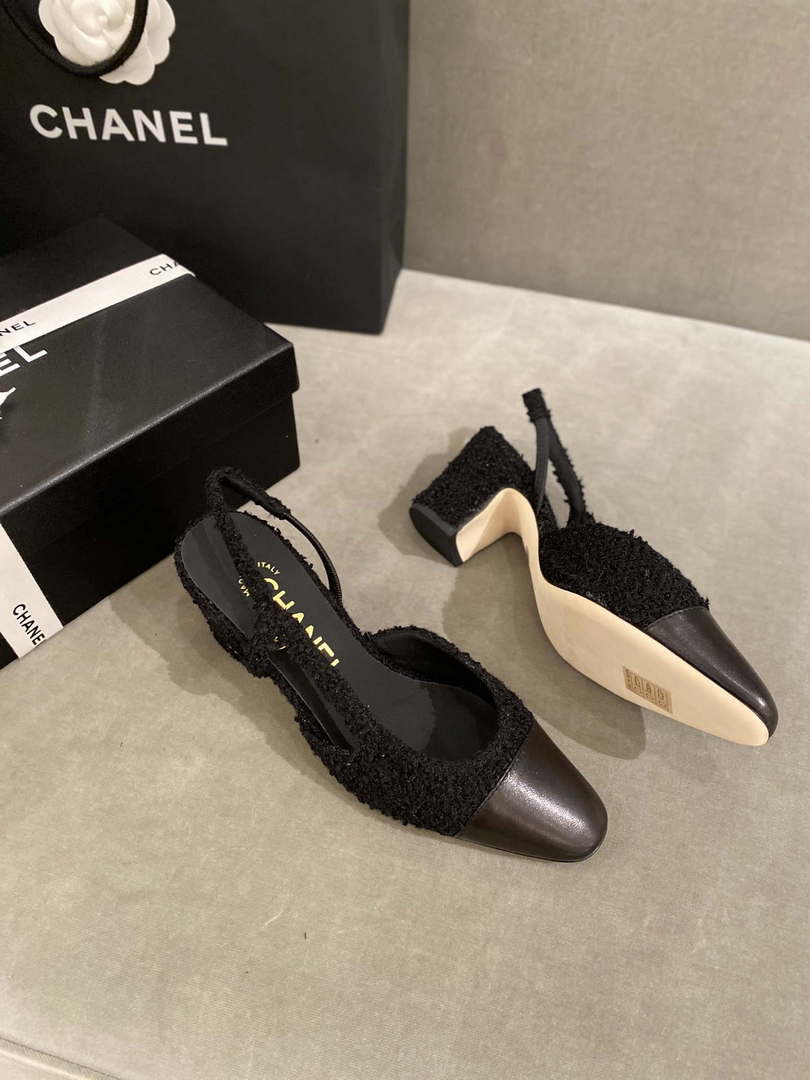 Chanel Women's G31318 Slingbacks Goatskin Grosgrain Sandals Shoes C91004