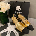 Chanel Women's G31318 Slingbacks Goatskin Grosgrain Sandals Shoes C91005 - Euro 35=US 4 - View 1