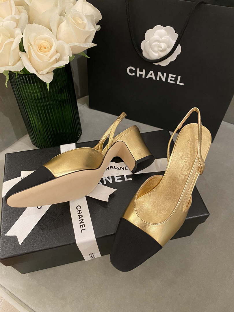 Chanel Women's G31318 Slingbacks Goatskin Grosgrain Sandals Shoes C91005