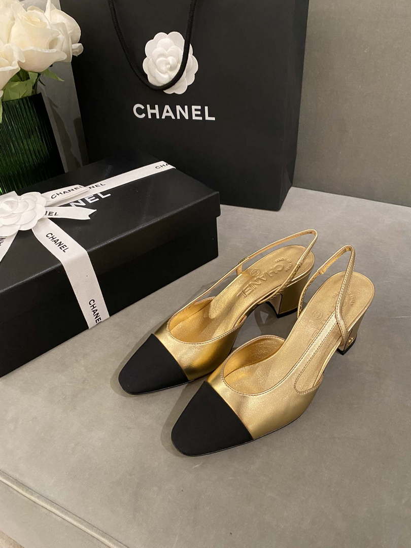 Chanel Women's G31318 Slingbacks Goatskin Grosgrain Sandals Shoes C91005