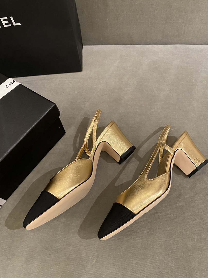 Chanel Women's G31318 Slingbacks Goatskin Grosgrain Sandals Shoes C91005
