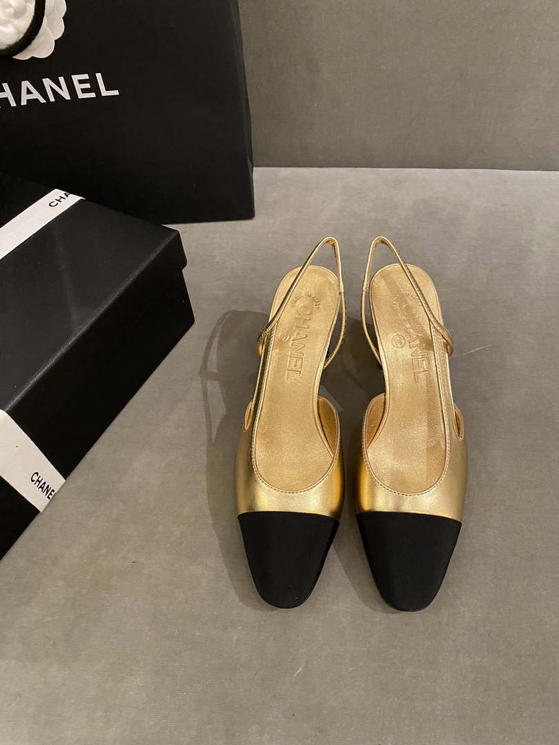 Chanel Women's G31318 Slingbacks Goatskin Grosgrain Sandals Shoes C91005
