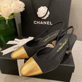 Chanel Women's G31318 Slingbacks Goatskin Grosgrain Sandals Shoes C91006 - Euro 35=US 4 - View 1