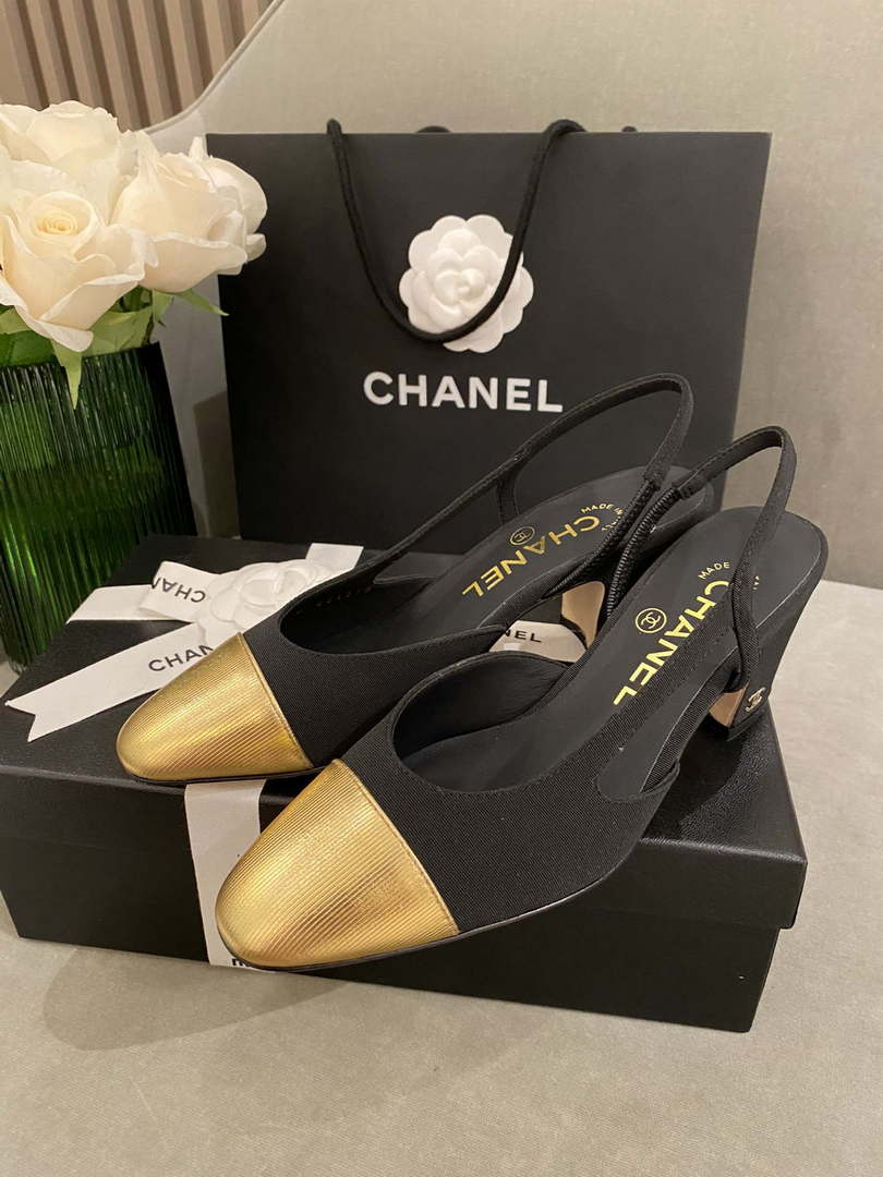 Chanel Women's G31318 Slingbacks Goatskin Grosgrain Sandals Shoes C91006