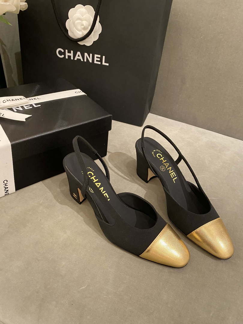 Chanel Women's G31318 Slingbacks Goatskin Grosgrain Sandals Shoes C91006
