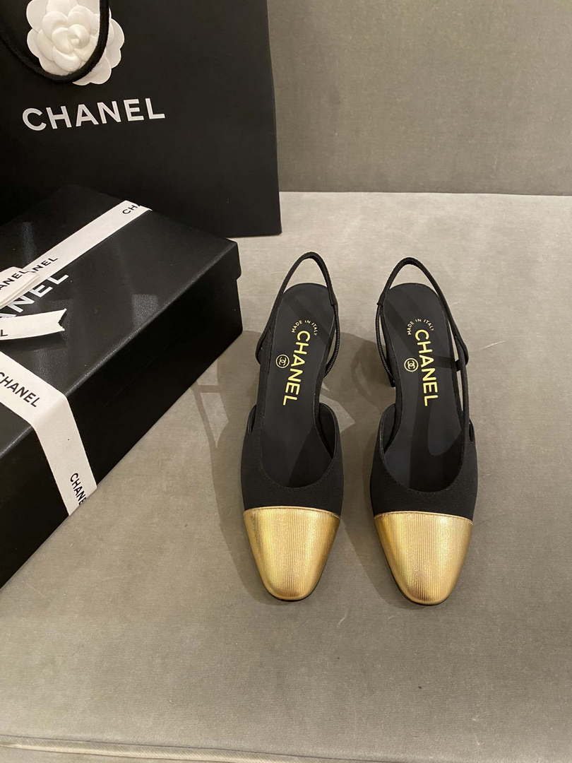 Chanel Women's G31318 Slingbacks Goatskin Grosgrain Sandals Shoes C91006