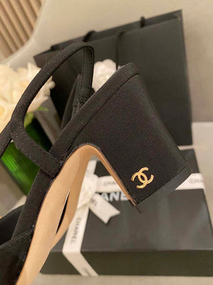 Chanel Women's G31318 Slingbacks Goatskin Grosgrain Sandals Shoes C91006 - Euro 35=US 4 - View 8
