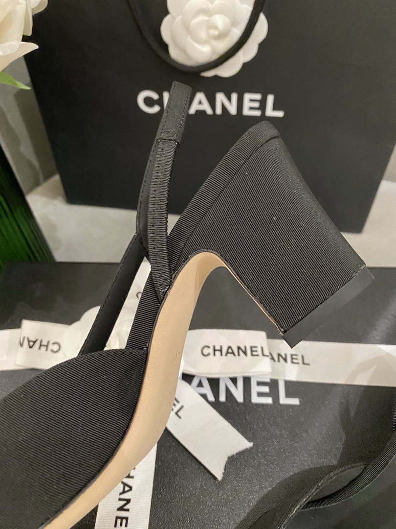 Chanel Women's G31318 Slingbacks Goatskin Grosgrain Sandals Shoes C91006