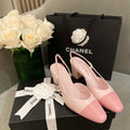 Chanel Women's G31318 Slingbacks Goatskin Grosgrain Sandals Shoes C91007 - Euro 35=US 4 - View 1