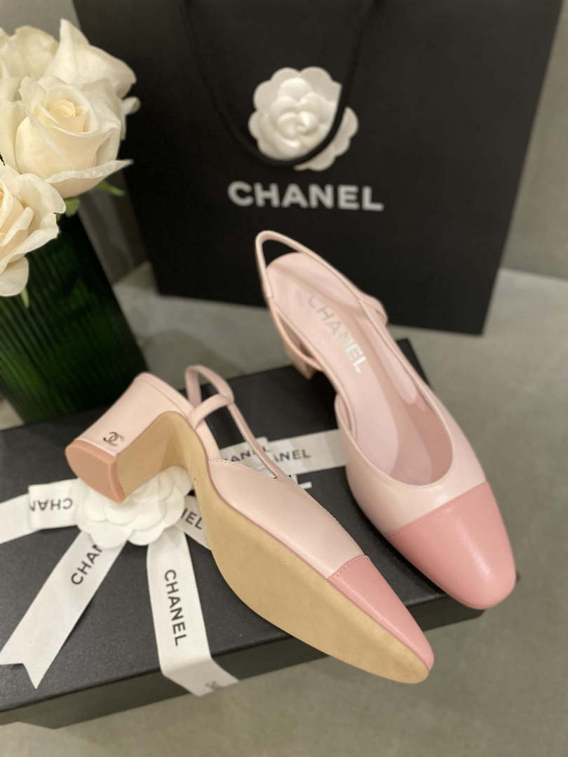 Chanel Women's G31318 Slingbacks Goatskin Grosgrain Sandals Shoes C91007
