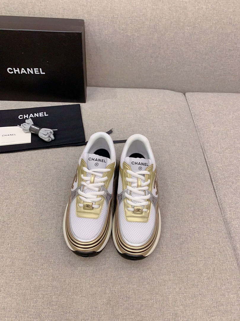 Chanel Women's Sneaker G45077 Designer Trainers Fabric Laminated C90101 - 34 - View 1