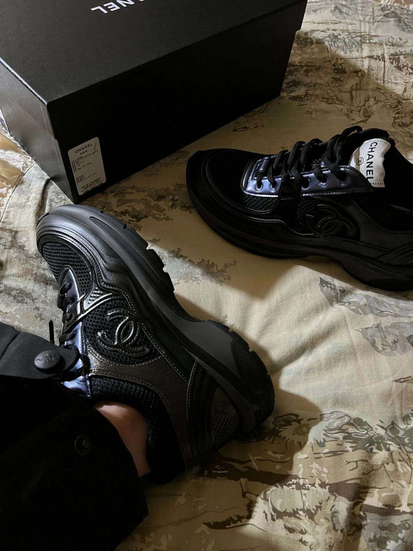 Chanel Women's Sneaker G45077 Designer Trainers Fabric Laminated C90101
