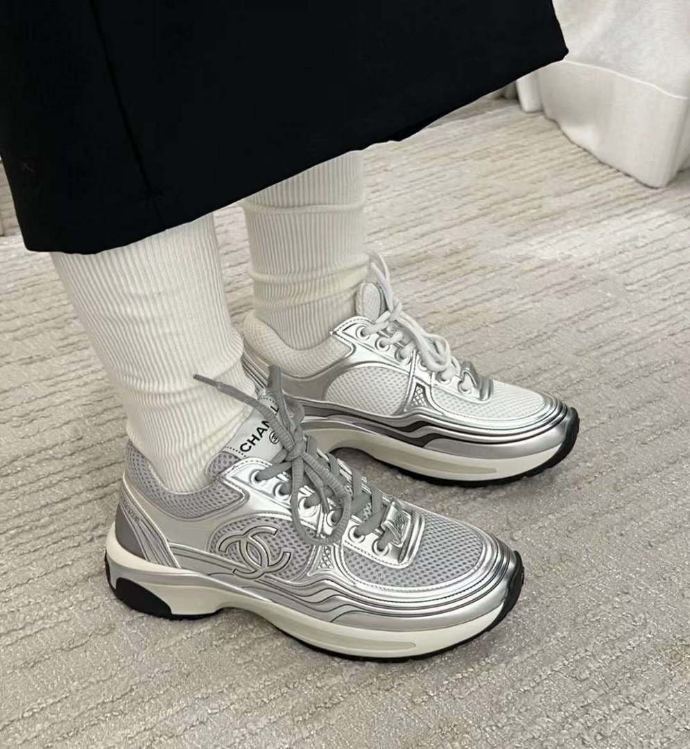 Chanel Women's Sneaker G45077 Designer Trainers Fabric Laminated C90101
