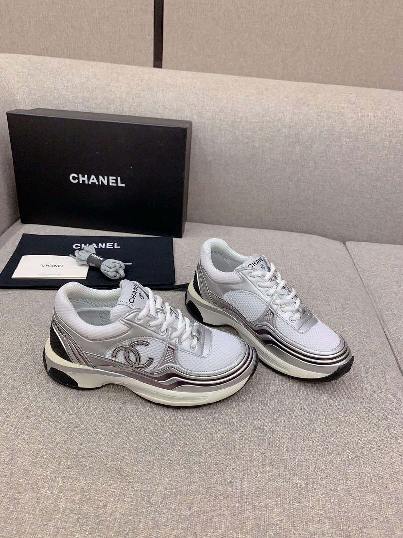 Chanel Women's Sneaker G45077 Designer Trainers Fabric Laminated C90103
