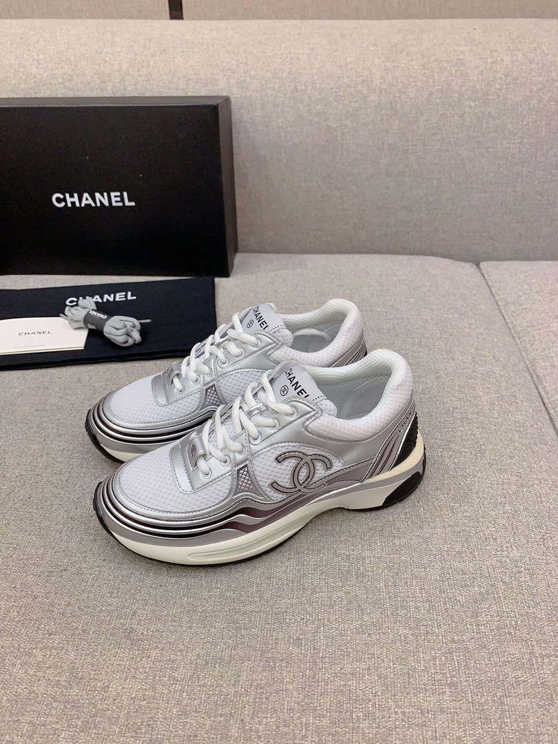 Chanel Women's Sneaker G45077 Designer Trainers Fabric Laminated C90103 - 34 - View 3