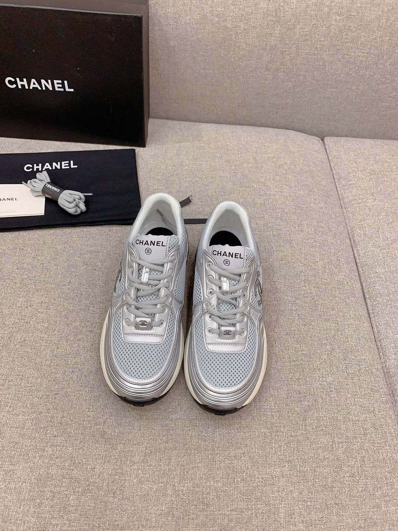 Chanel Women's Sneaker G45077 Designer Trainers Fabric Laminated C90104 - 34 - View 1