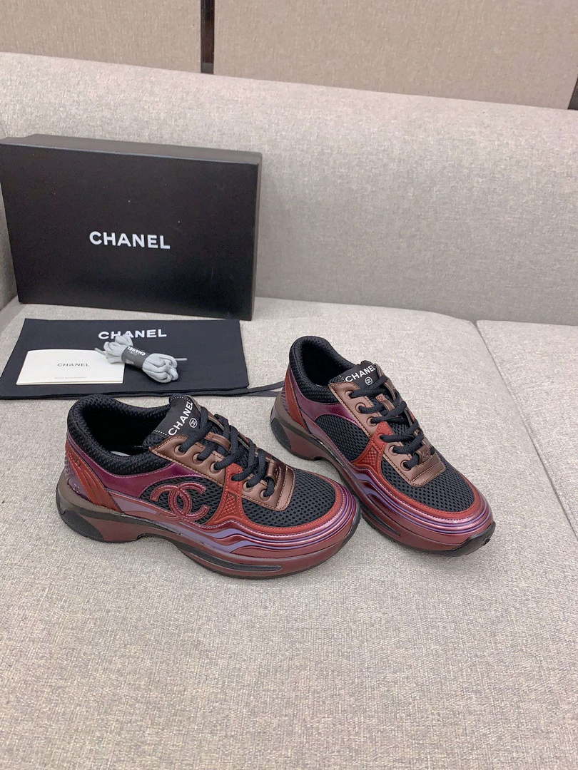 Chanel Women's Sneaker G45077 Designer Trainers Fabric Laminated C90109 - 34 - View 1