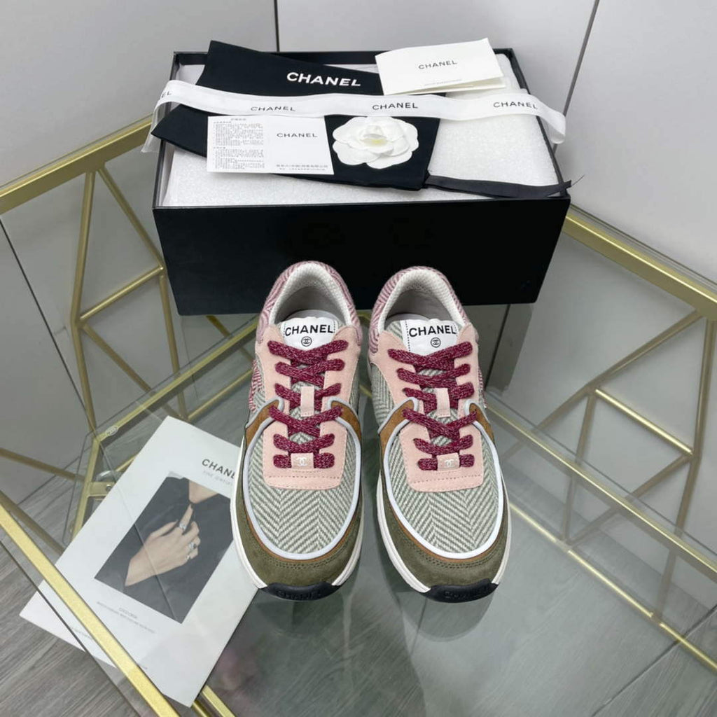 Chanel Women's Sneaker Shoes G38755 Pink and Green