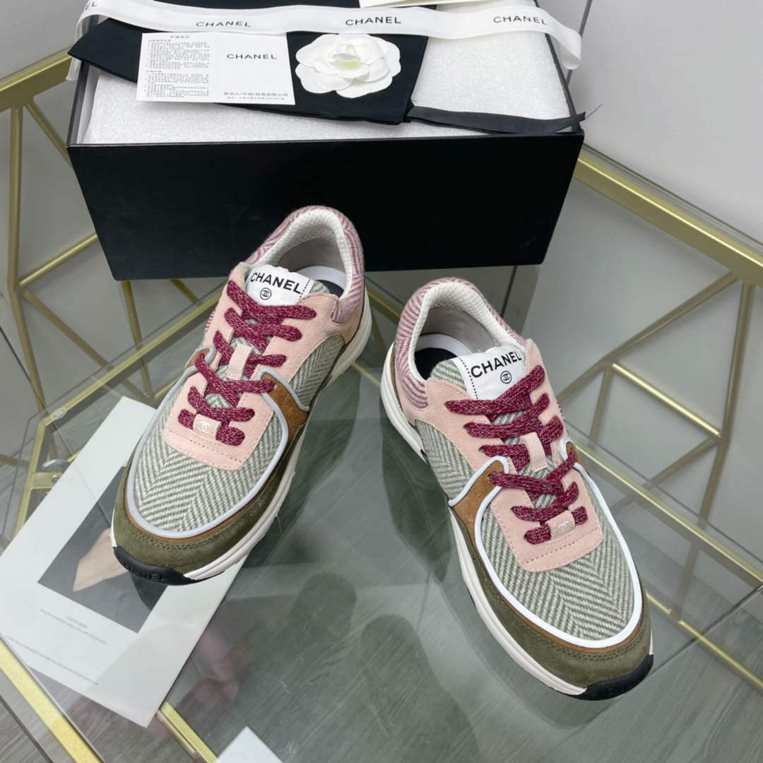 Chanel Women's Sneaker Shoes G38755 Pink and Green