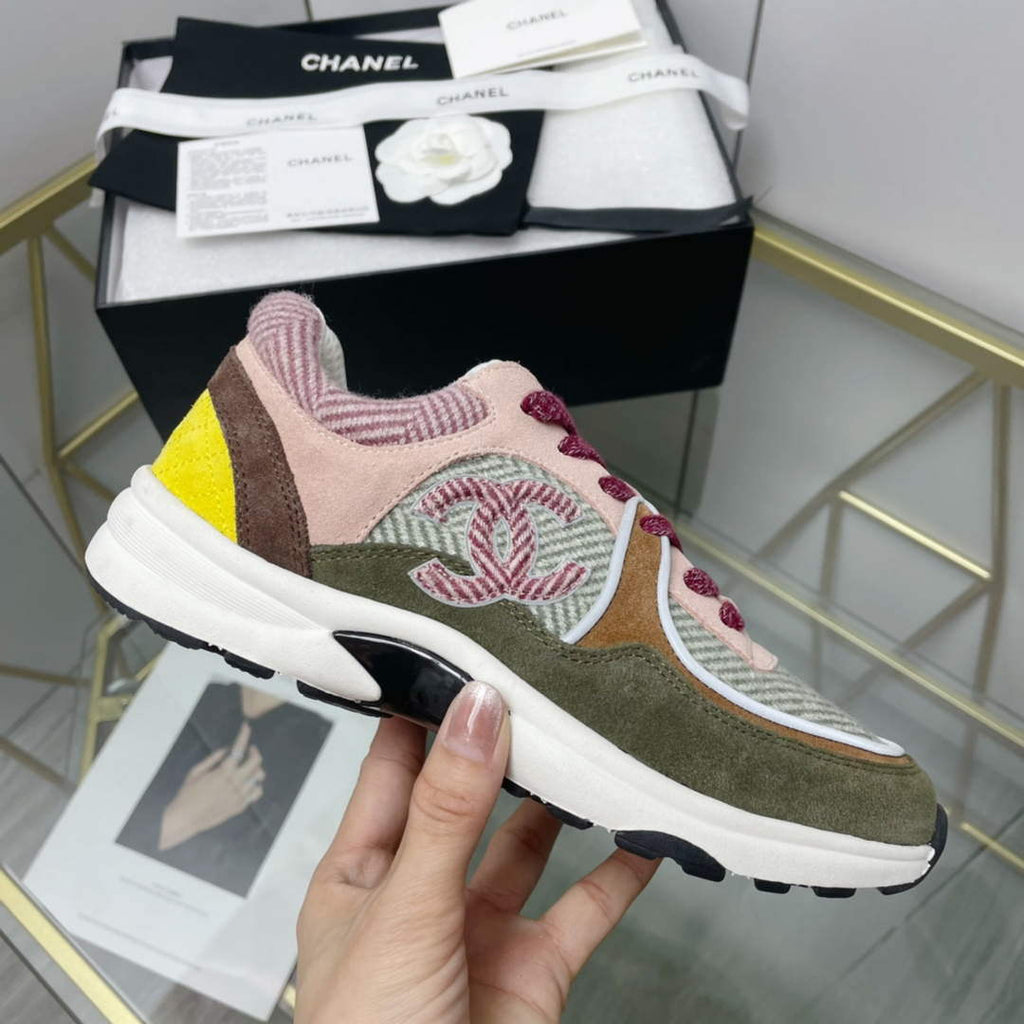 Chanel Women's Sneaker Shoes G38755 Pink and Green