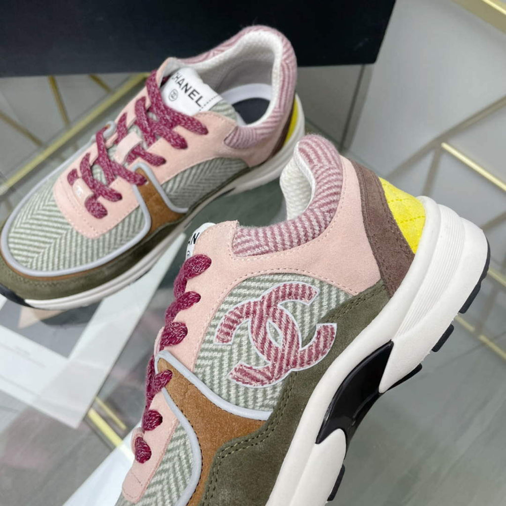 Chanel Women's Sneaker Shoes G38755 Pink and Green