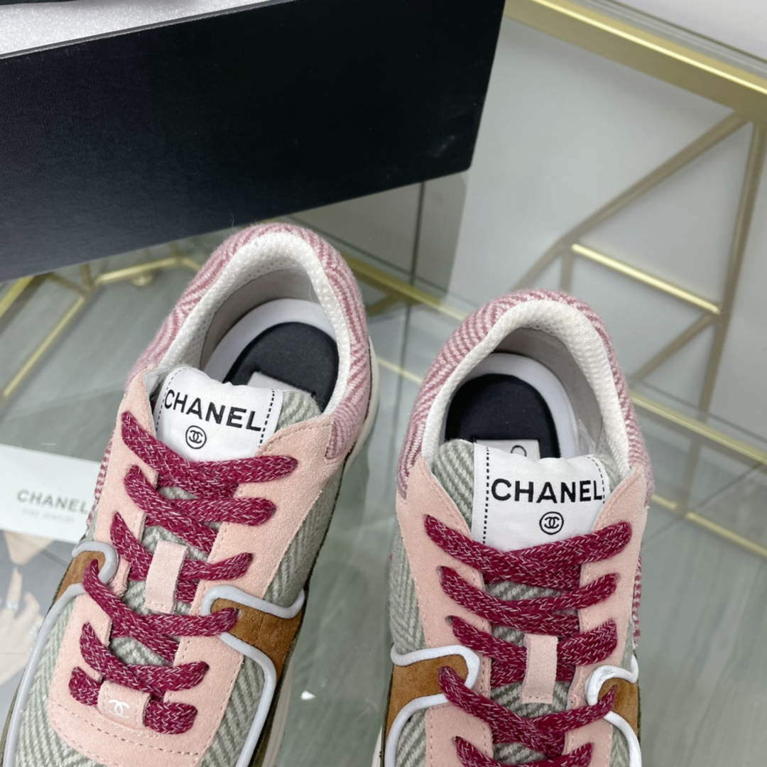 Chanel Women's Sneaker Shoes G38755 Pink and Green